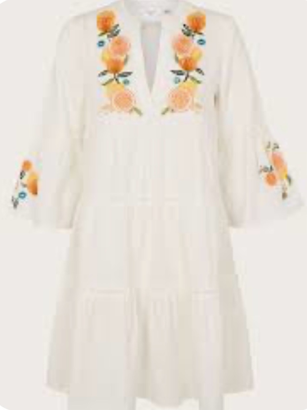 Accessorize Lemons & Oranges Embroidered Dress Sz M